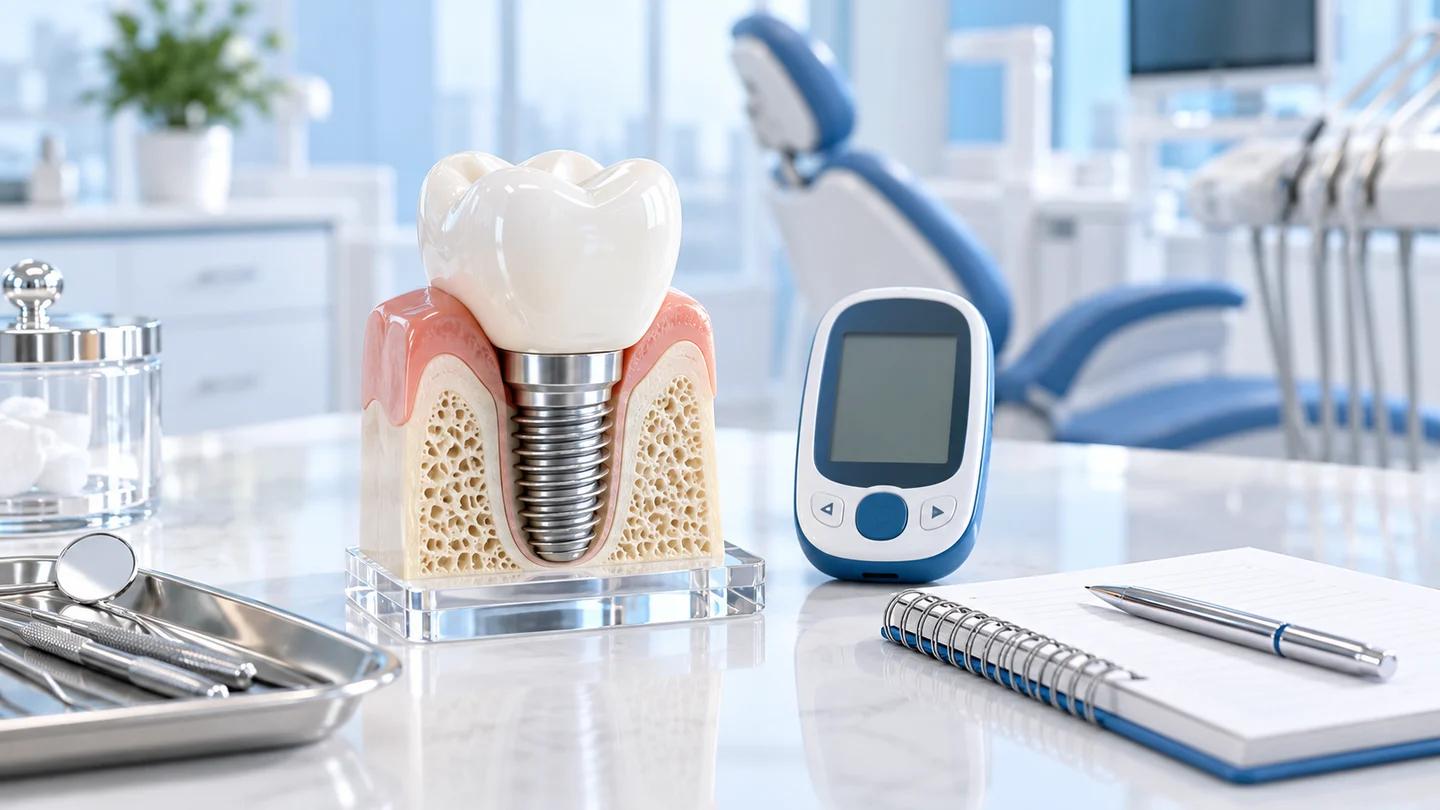 Implant model with a generic glucose meter and consultation notebook